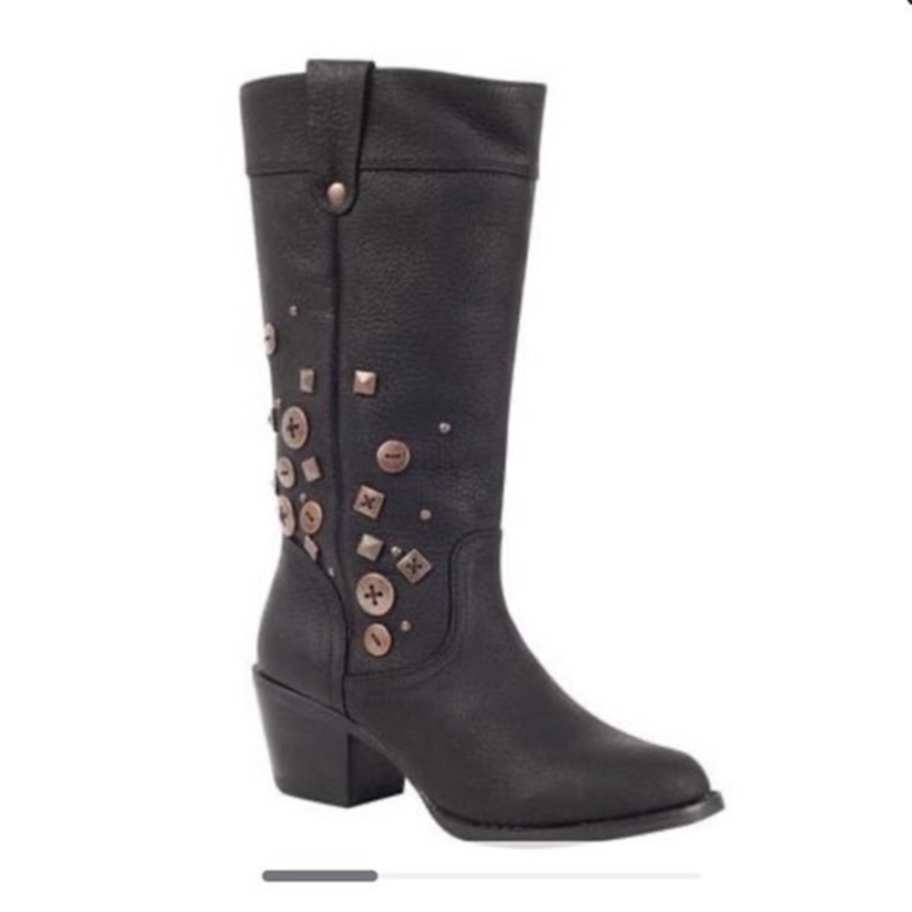 Durango Head West Boots Womens 6M Black Leather Studded Button RD046